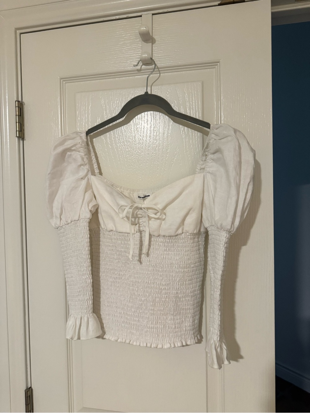 Reformation White Puff Sleeve Blouse